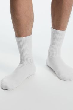 Ribbed sports socks White - Men's socks made in France - Bleuforêt