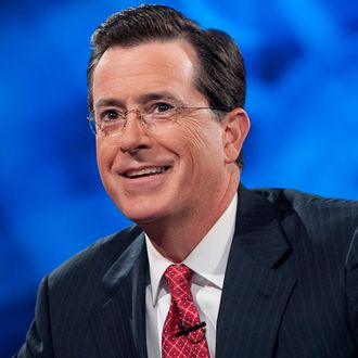 Host Stephen Colbert appears during the 