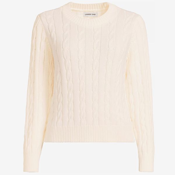 Lands' End Women's Drifter Classic Cable Crew Neck Sweater