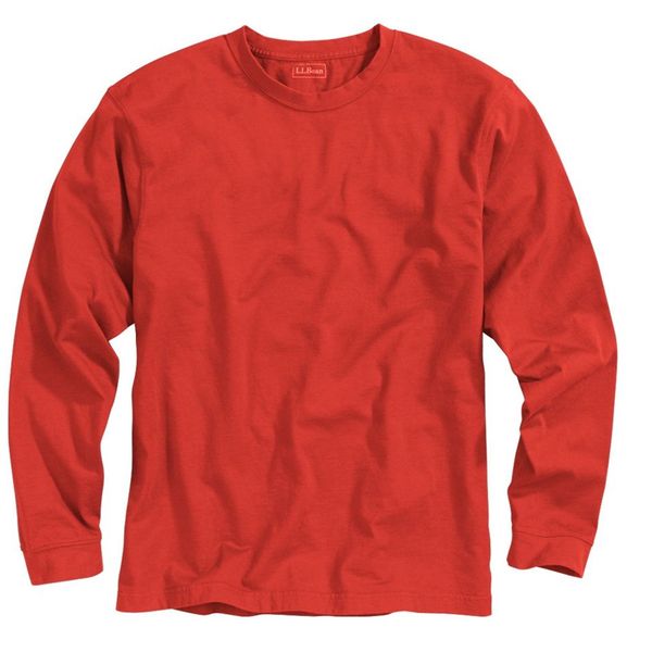 L.L.Bean Men's Carefree Unshrinkable Long-sleeved Tee, Cayenne