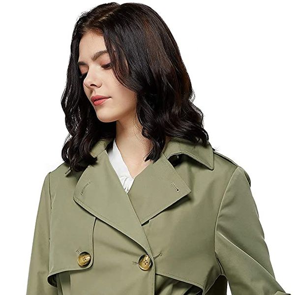 Orolay Women's 3/4 Length Double Breasted Trench Coat Lapel Jacket with Belt