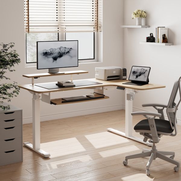 Inbox Zero L Shaped Standing Desk