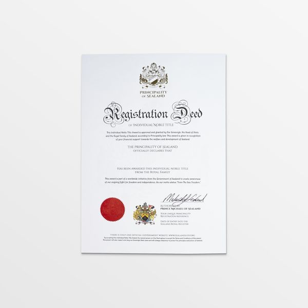 Principality of Sealand Baroness Title
