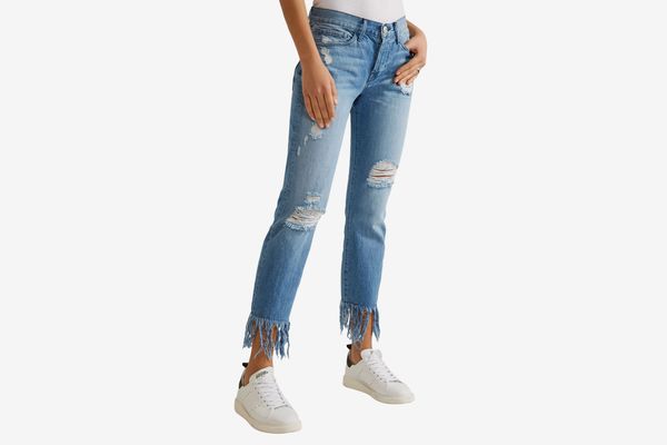3X1 WM3 Crop Fringe mid-rise straight-leg jeans