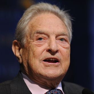 George Soros, chairman, Soros Fund Management, speaks on “The Sovereign Debt Problem” during a Sovereign Wealth Fund Conference October 5, 2010 at Columbia University in New York. AFP PHOTO/Stan HONDA (Photo credit should read STAN HONDA/AFP/Getty Images)