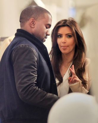Kim Kardashian and Kanye West go shopping at Jeffrey's in NYC.
