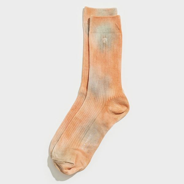 Paper Project Tie-dyed Basic Rib Crew Sock in Orange