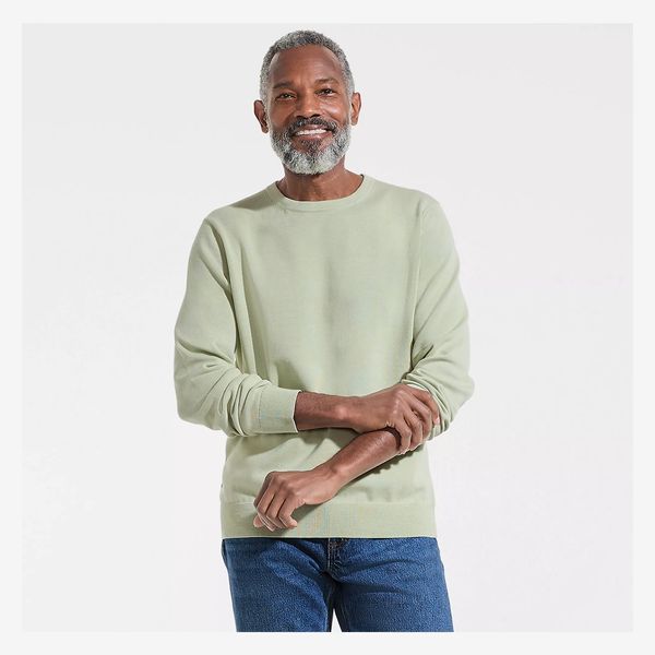 Lands' End Men's Fine Gauge Cotton Crew Neck Sweater