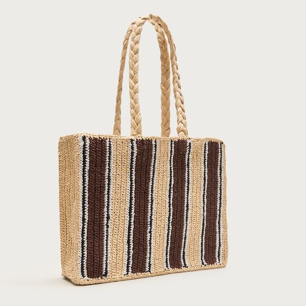 J.Crew Handknotted Straw Tote Bag in Stripe