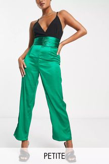 ASOS Collective the Label Petite ruched waist wide leg jumpsuit in color block