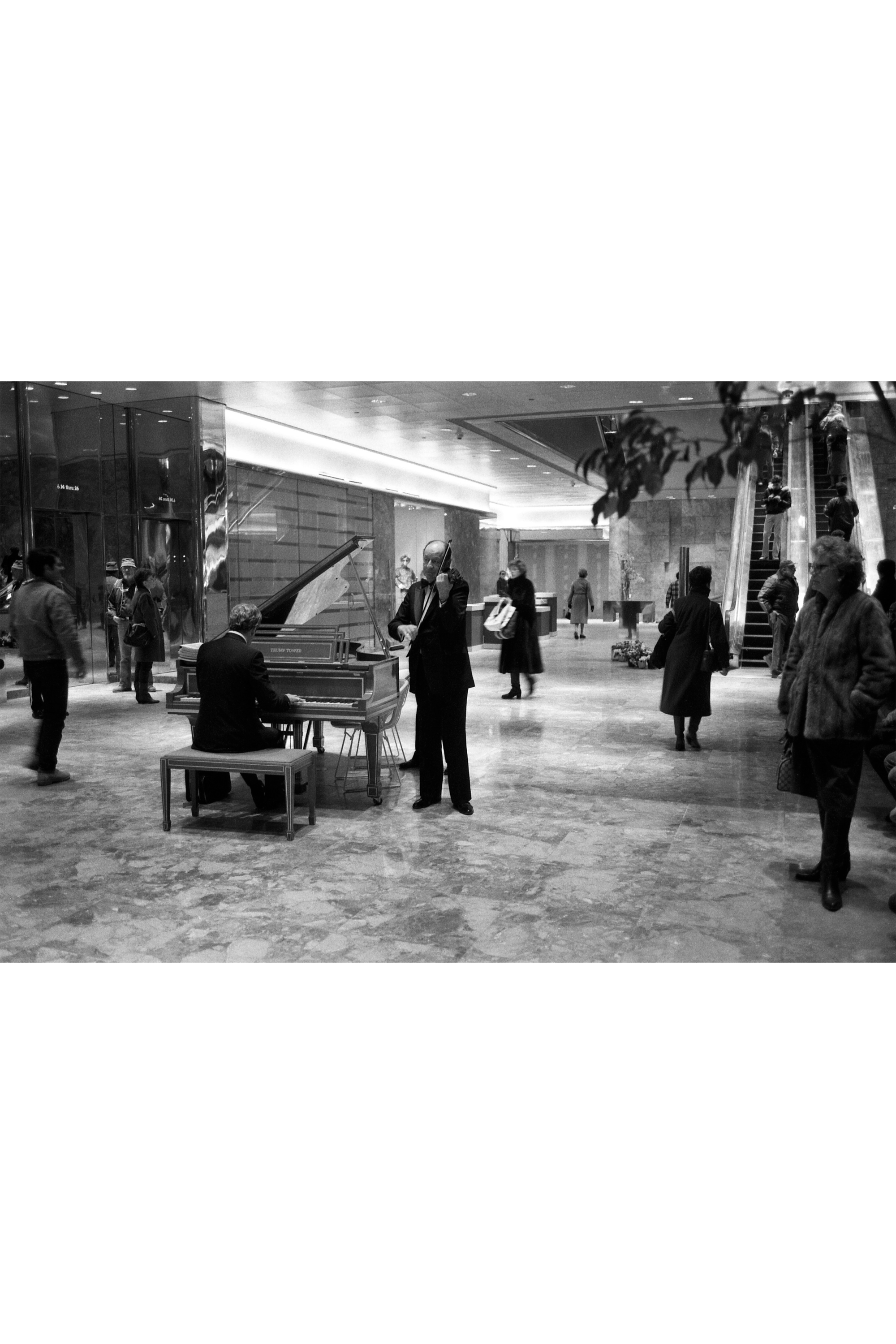 Classy! Visitors were greeted with piano and violin, 1983.