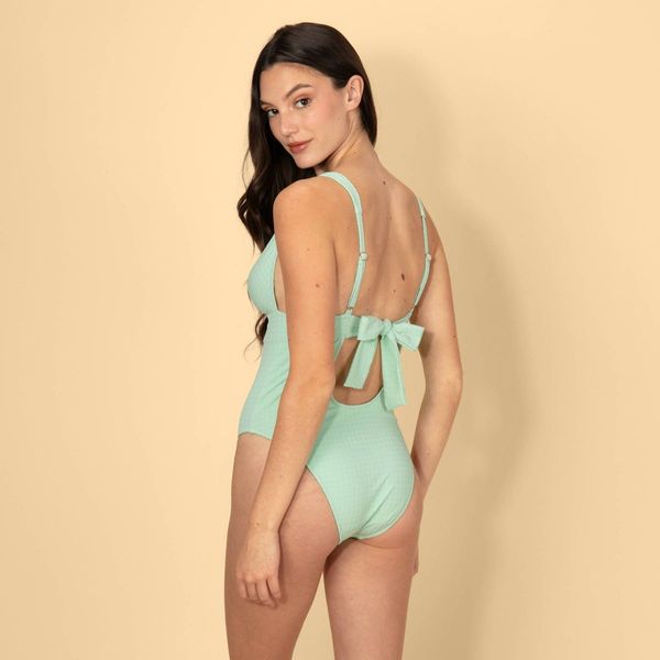 Solid & Striped Women’s Gingham Textured Deep Plunge One Piece Swimsuit