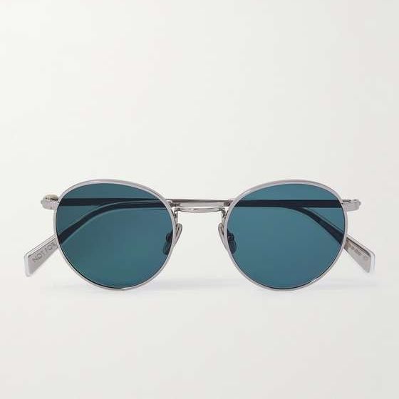 Celine Homme Round-Frame Silver-Tone Sunglasses