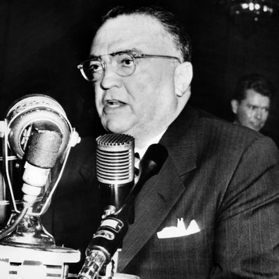 John Edgar Hoover, Director of the Federal Bureau of Investigation (FBI) of the United States, gives a speech during a testimony before the senate internal security committee, on November 17, 1953, in Washington. 