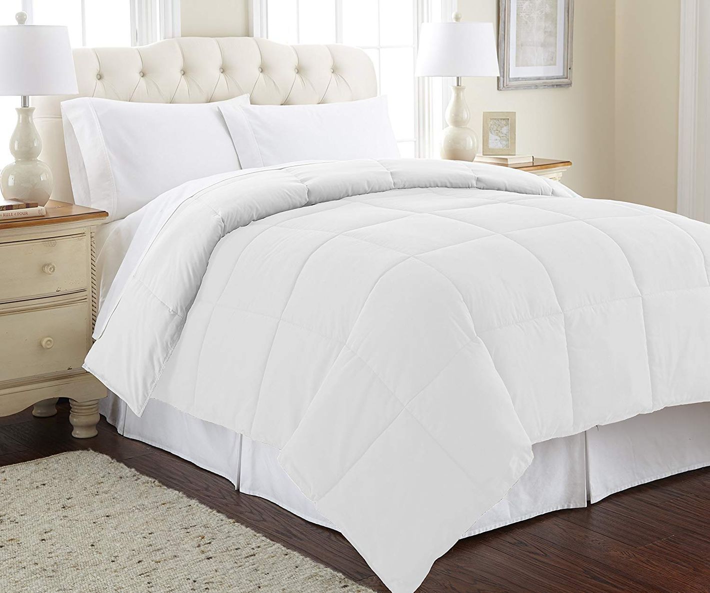 Spirit Linen Home Premium Comforter Cozy and Comfy Over Filled All Season Down Alternative Quilted Blanket Extra Length Stand Alone Puffy Comforter Full/Queen, Anemone Pantone