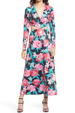 Assi Floral Cutout Detail Long-Sleeve Knit Dress