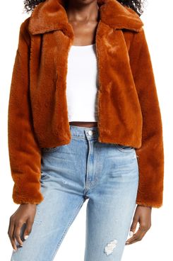BlankNYC Faux Fur Crop Jacket