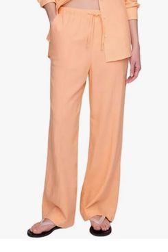 Gap Women’s Wide Leg Linen Pull On Pant - Orange Kiss Neon
