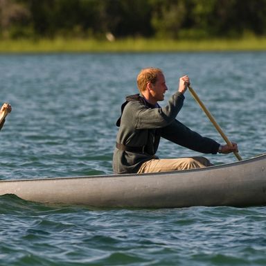 BLACHFORD LAKE, NT - JULY 5: Prince William, Duke of Cambridge (R) and Catherine, Duchess of Cambridge (C), paddle a canoe with Fort Smith’s village elder Francois Paulette on July 5, 2011 in Blatchford Lake, Canada. The newly married Royal Couple are on the sixth day of their first joint overseas tour. The 12 day visit to North America is taking in some of the more remote areas of the country such as Prince Edward Island, Yellowknife and Calgary. The Royal couple started off their tour by joining millions of Canadians in taking part in Canada Day celebrations which mark Canada’s 144th Birthday. (Photo by Andy Clark-Pool/GettyImages)