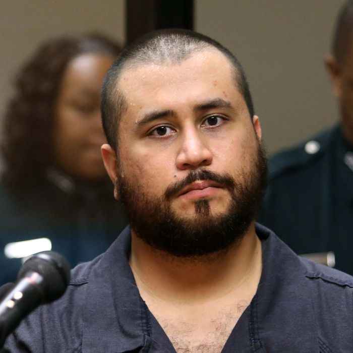 SANFORD, FL - NOVEMBER 19: George Zimmerman, the acquitted shooter in the death of Trayvon Martin, faces a Seminole circuit judge during a first-appearance hearing on charges including aggravated assault stemming from a fight with his girlfriend November 19, 2013 in Sanford, Florida. Zimmerman, 30, was arrested after police responded to a domestic disturbance call at a house. He was acquitted in July of all charges in the shooting death of unarmed, black teenager, Trayvon Martin. (Photo by Joe Burbank-Pool/Getty Images)