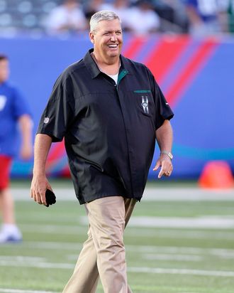 Head coach Rex Ryan of the New York Jets before the pre season game against the Giants on August 29, 2011.