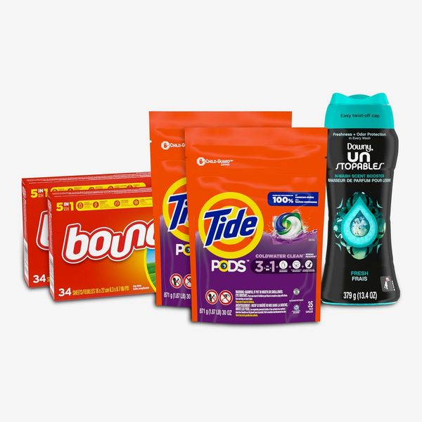 Tide Pods Laundry Detergent Pacs, Downy Scent Beads, Bounce Dryer Sheets Bundle