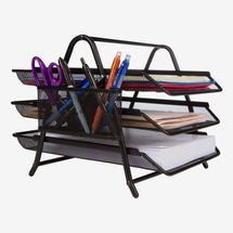 3-Tier Letter Tray Organizer, Desktop Document Paper File, Black