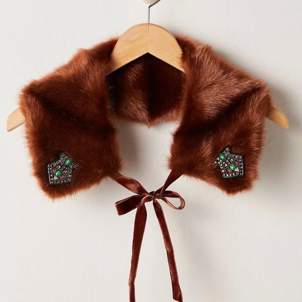 Anna Sui Faux Mink Patch Collar