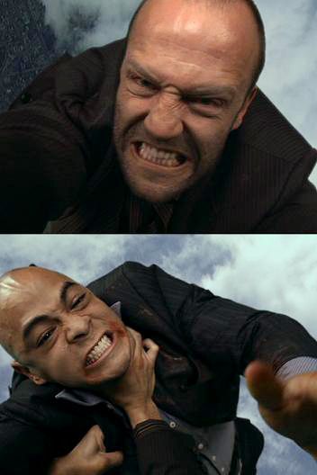 Statham breaks your neck in midair as you both fall to your death from a helicopter. (Crank)