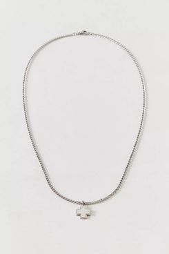 Urban Outfitters Mother Of Pearl & Stainless Steel Cross Pendant Necklace