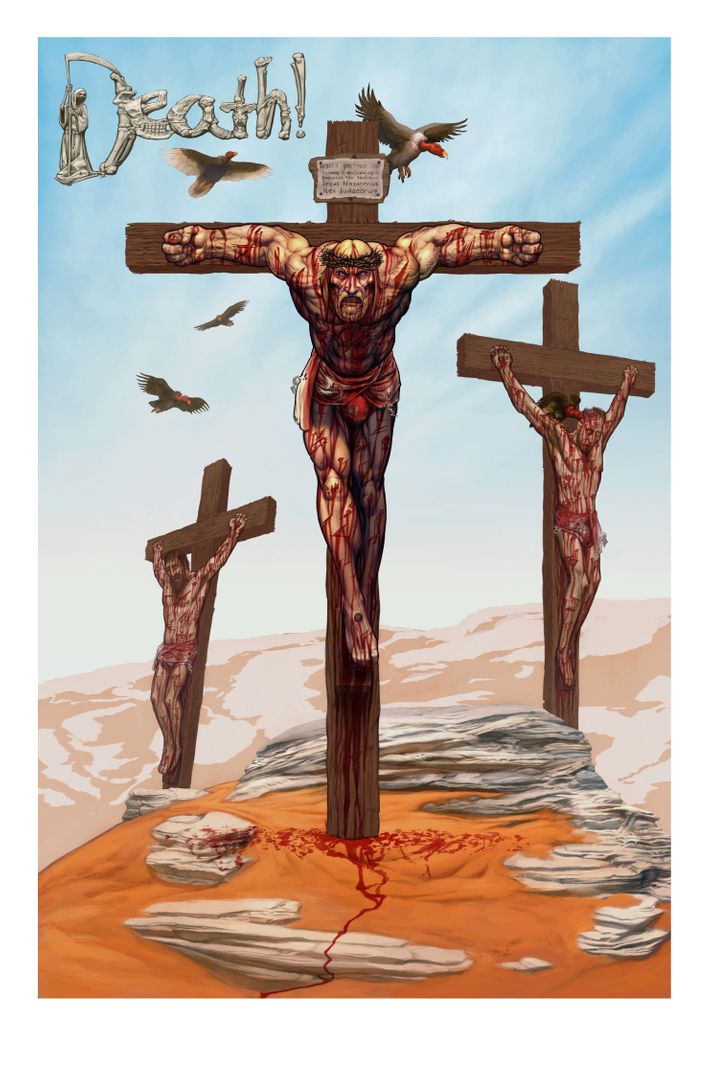 jesus on cross with sword inside