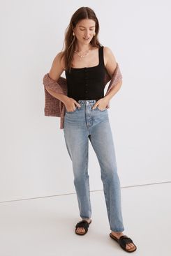 Madewell Ribbed Button-Front Crop Tank