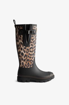 Ganni x Hunter Downpour Tall Boots in Leopard