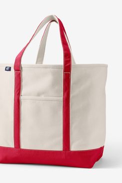 Lands’ End Extra Large Natural 5 Pocket Open Top Canvas Tote Bag