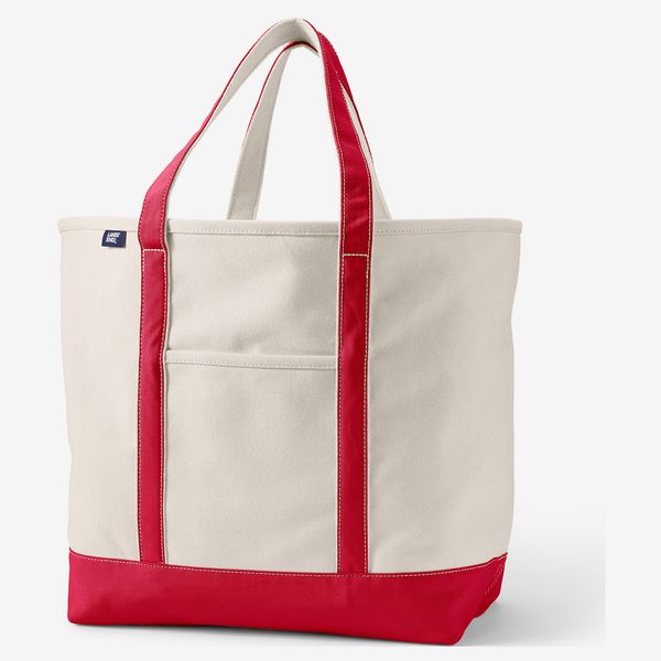 Lands' End Extra-Large Natural 5-Pocket Open-Top Canvas Tote Bag