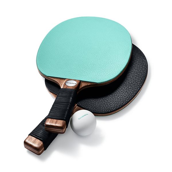 Tiffany & Co. Leather and Walnut Table Tennis Paddles