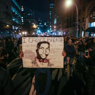 Hundreds of protestors gather at Foley Square in New York, United States on December 04, 2014. A Staten Island grand jury voted against criminal charges for New York City Police a white police officer Daniel Pantaleo who was accused of using a chokehold during an arrest of Eric Garner.