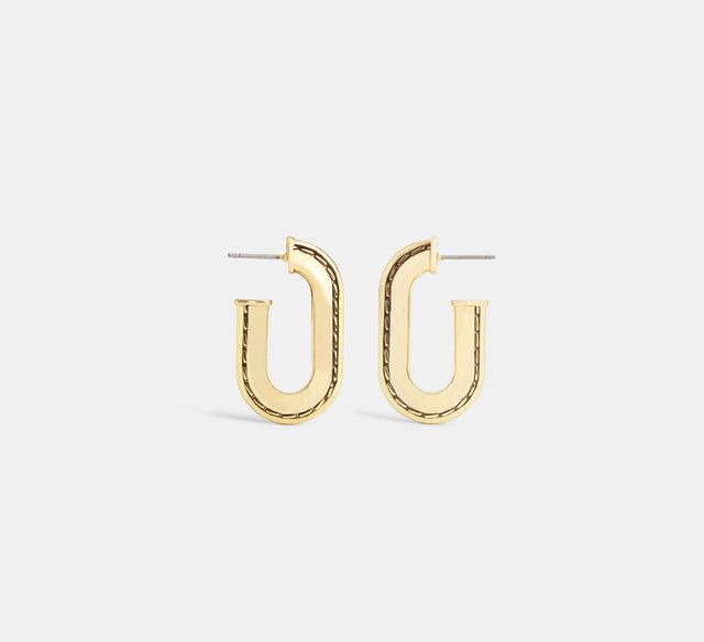 Coach Stitched Small Paper Clip Link Drop Earrings