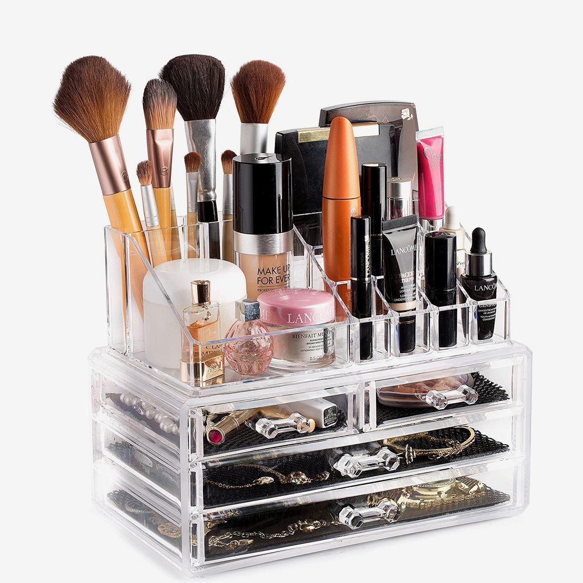 2 Pcs Makeup Brush Storage Organizer Tray Stand for Bathroom Vanity Counter 