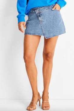 Asymmetrical Mini Jean Skirt