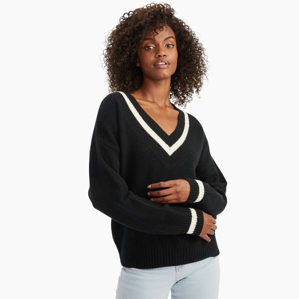 Cashmere Varsity V-Neck Sweater