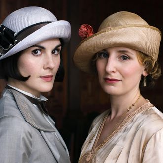 Downton Abbey Season 5 on MASTERPIECE on PBSPart EightSunday, February 22, 2015 at 9pm ETSomeone tries to derail Rose and Atticus’s happiness. Mrs. Patmore gets a surprise. Anna isin trouble. Robert has a revelation.Shown from left to right: Michelle Dockery as Lady Mary and Laura Carmichael as Lady Edith(C) Nick Briggs/Carnival Films 2014 for MASTERPIECEThis image may be used only in the direct promotion of MASTERPIECE CLASSIC. No other rights are granted. All rights are reserved. Editorial use only. USE ON THIRD PARTY SITES SUCH AS FACEBOOK AND TWITTER IS NOT ALLOWED.