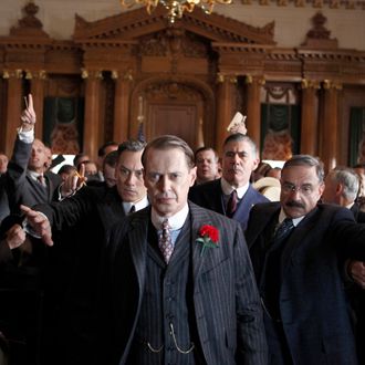 BOARDWALK EMPIRE episode 24 (season 2, episode 12/season finale): David Aaron Baker, Steve Buscemi, Kevin O'Rourke, Anthony Laciura.