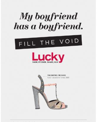 One of Lucky's new ads. In other news, that shoe is cute, no?