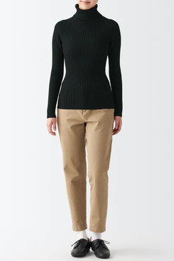 Muji Non-Itchy Washable Wide Ribbed Turtleneck Sweater