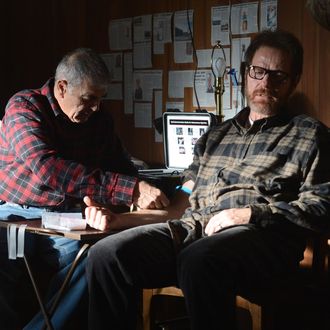 Ed (Robert Forster) and Walter White (Bryan Cranston) - Breaking Bad _ Season 5, Episode 15 - Photo Credit: Ursula Coyote/AMC