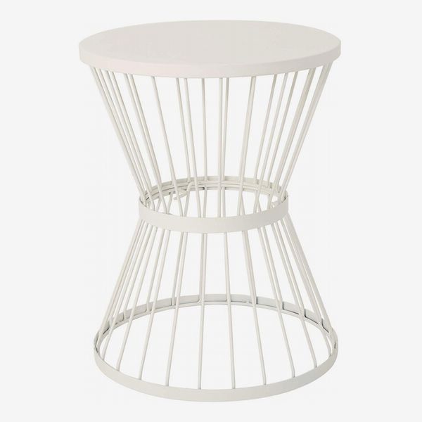 Great Deal Furniture Fern Outdoor 16-Inch Matte White Iron Side Table