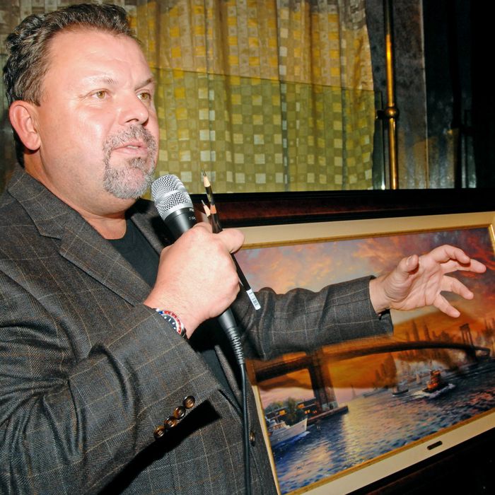 NEW YORK - NOVEMBER 09: Artist Thomas Kinkade speaks about his art at the National Ethnic Coalition of Organizations VIP Reception at Niche Lounge on November 09, 2006 in New York City. (Photo by Brad Barket/Getty Images)