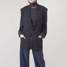 FineThee Vintage Black Silk Blazer