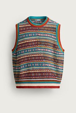 Zara Patchwork Jacquard Knit Vest